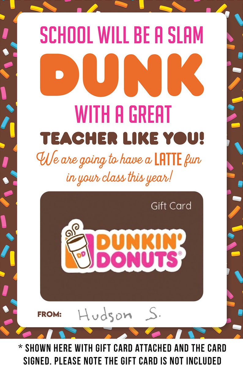 PRINTABLE Dunkin Donuts Gift Card Holder for Teachers Last - Etsy