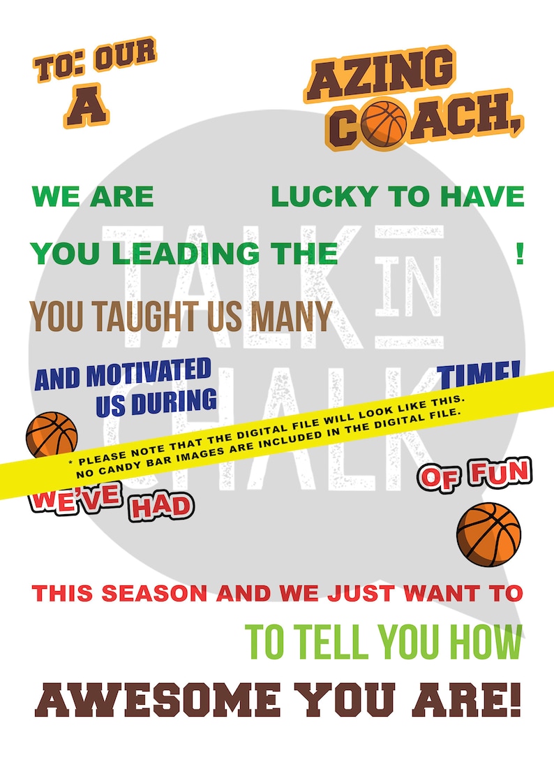 Basketball Coach PRINTABLE Candy Poster End of the Season - Etsy