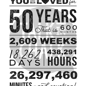 You Have Been Loved 50 Years PRINTABLE Poster 50th Birthday PRINTABLE Sign 50th Birthday Party Decorations Fiftieth Birthday Ideas image 3