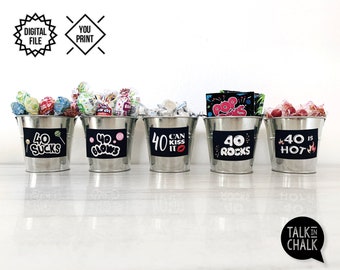40th Birthday PRINTABLE Decorations | 40 Sucks - 40 Blows - 40 Can Kiss It - 40 Rocks - 40 Is Hot | Instant Download DIY Printing