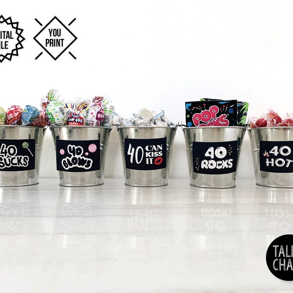 40th Birthday PRINTABLE Decorations | 40 Sucks - 40 Blows - 40 Can Kiss It - 40 Rocks - 40 Is Hot | Instant Download DIY Printing