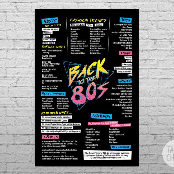 80s Party Decoration | 80s PRINTABLE Poster | Eighties DIGITAL Sign | 80s Pop Culture Poster | Digital File | DIY Printing
