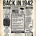 Back in 1942 PRINTABLE Newspaper Poster PRINTABLE 1942 Birthday Sign ...