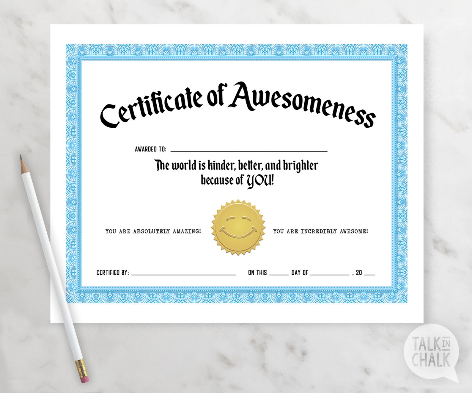 PRINTABLE Certificate of Awesomeness Awesome Recognition for - Etsy