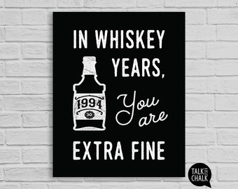 1994 In Whiskey Years You Are Extra Fine PRINTABLE Sign | 30th Birthday Party Decorations for Men | Whiskey Theme Birthday Poster for Him