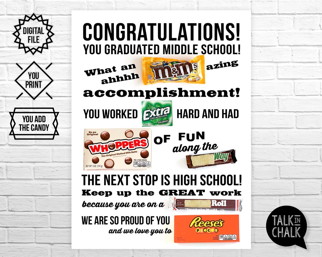 Congratulations 8th Grade Graduation PRINTABLE Candy Poster - Etsy
