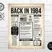 Back in 1984 PRINTABLE Newspaper Poster 1984 DIGITAL - Etsy