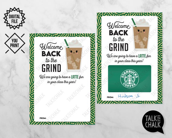 PRINTABLE Starbucks Gift Card Holder for Teachers Last | Etsy