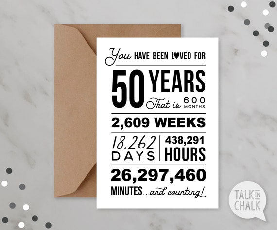 You Have Been Loved 50 Years Printable Birthday Card 50th Etsy Canada