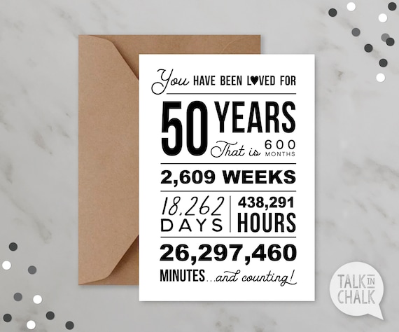 You Have Been Loved 50 Years Printable Birthday Card 50th Etsy Canada