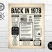 Back in 1978 PRINTABLE Newspaper Poster PRINTABLE Birthday Sign Last ...
