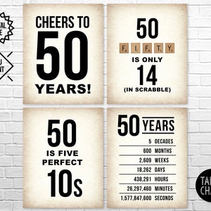 Pack de signes IMPRIMABLES 50e anniversaire, affiches numériques du 50e anniversaire, signe cheers to 50 years, décorations du 50e anniversaire, téléchargement instantané image 1