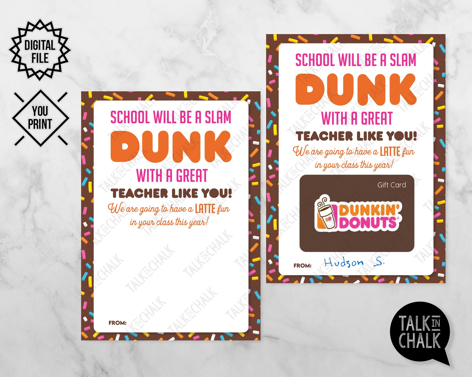 PRINTABLE Dunkin Donuts Gift Card Holder for Teachers Last - Etsy