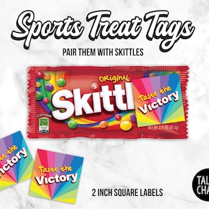 PRINTABLE Skittles Candy Tags | Sport Treat Tags | Good Luck | Game Day | Taste the Victory | Team Treat Labels | Easy to Print at Home