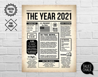 The Year 2021 PRINTABLE | 2021 Pandemic Time Capsule Digital File | Keepsake Gift | School Time Capsule | Last Minute Gift | DIY Printing