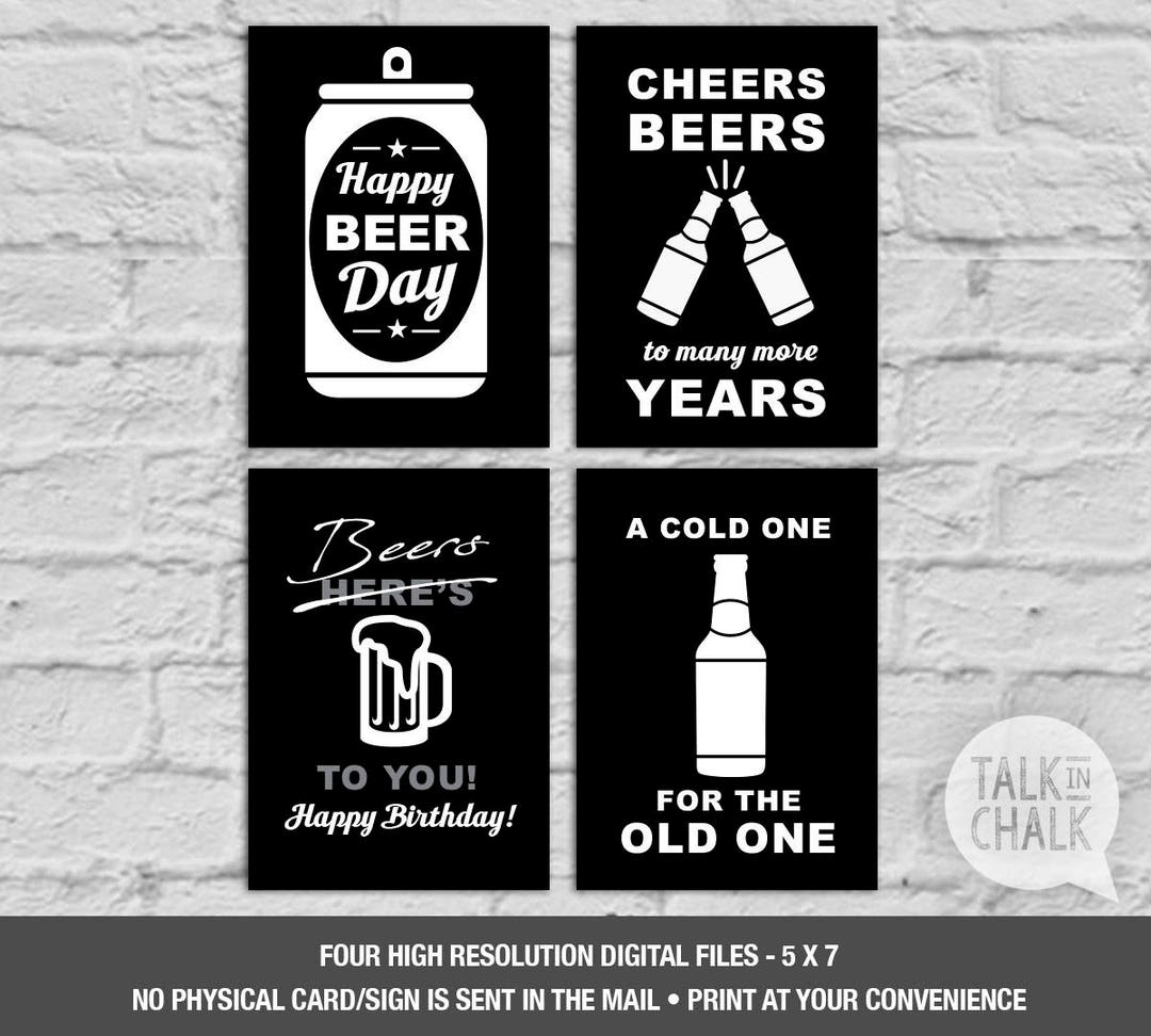 Beer Themed Birthday PRINTABLE Signs DIGITAL Liquor Theme - Etsy