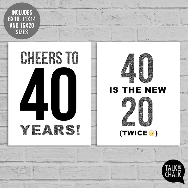 Funny 40th Birthday Sign Bundle Last Minute PRINTABLE Birthday Posters, Signs, Gift Bag Tag 40th Birthday Decorations INSTANT DOWNLOAD zdjęcie 6