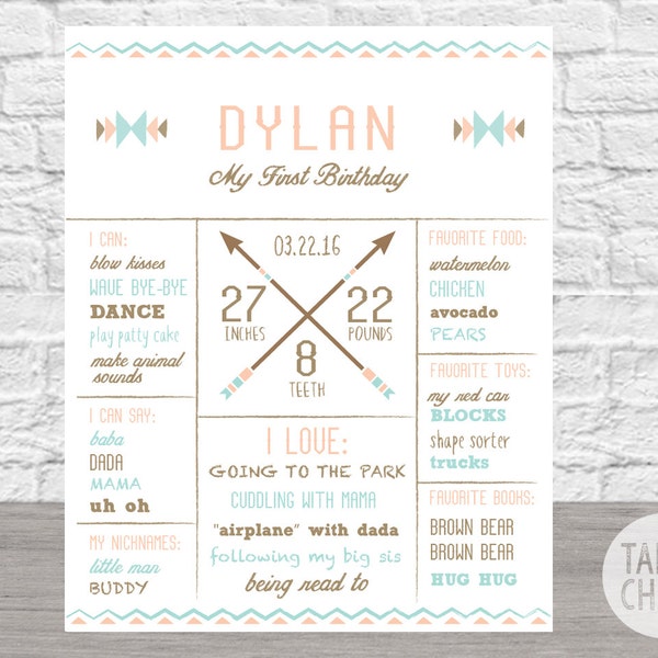 Tribal Birthday First Birthday Sign, PRINTABLE Customizable Poster, Bohemian First Birthday, Pow Wow Party Decor, Tee Pee, DIGITAL FILE