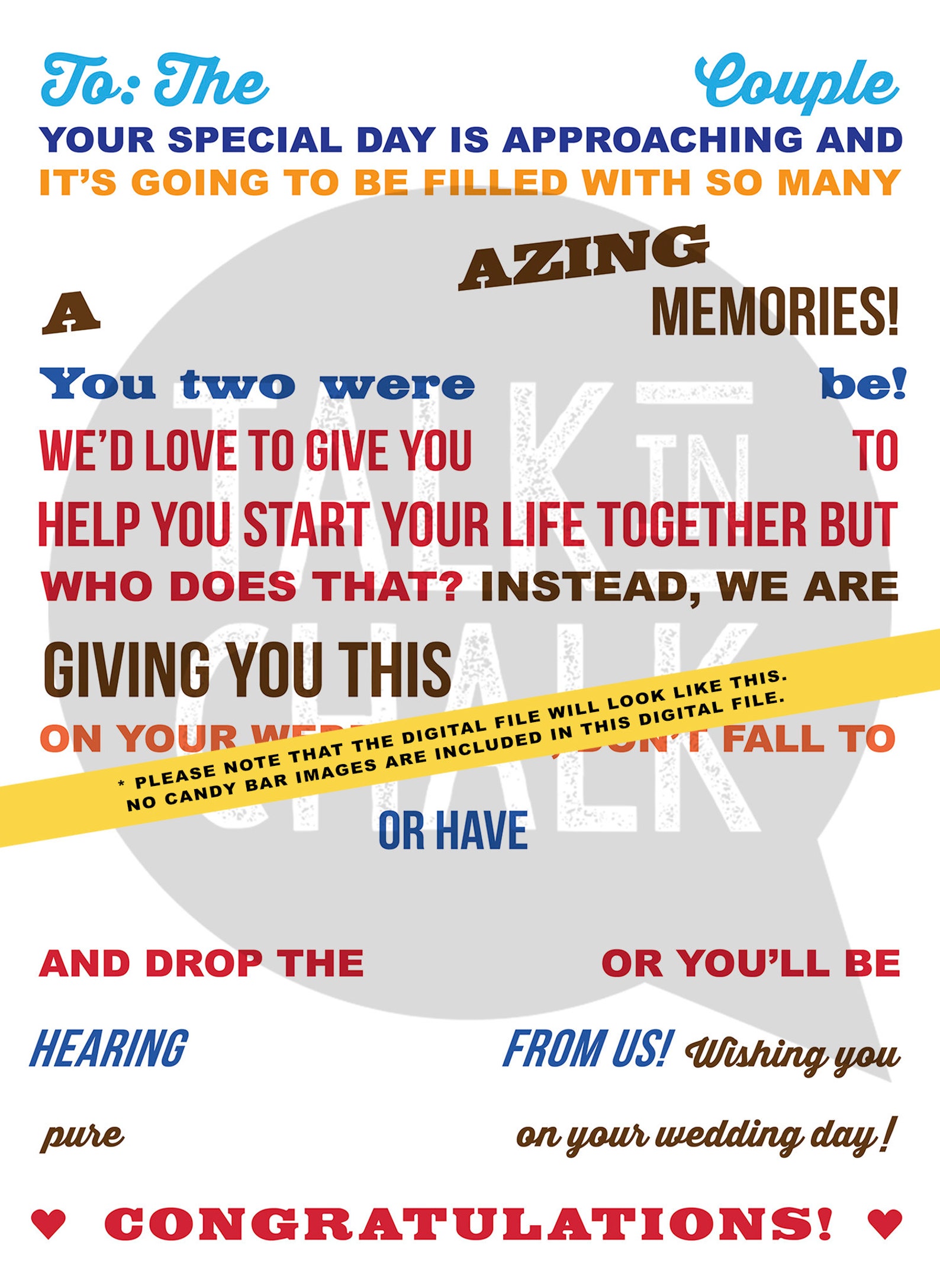 Funny Candy Gram Poster for a Wedding Shower Party Etsy