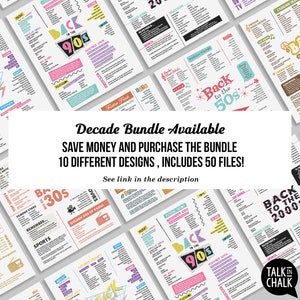 Back to the 50s PRINTABLE Poster 50s Party Decorations Decades Party ...