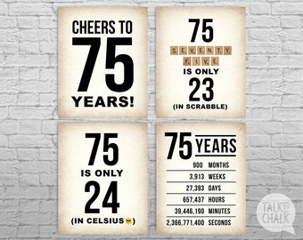 75th Birthday PRINTABLE Posters | 75th Birthday Sign Pack - DIGITAL FILES |  Newspaper Poster | 75th Birthday Party Decorations