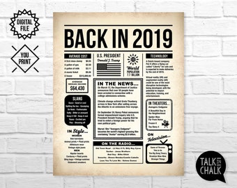 The Year 2019 | Time Capsule PRINTABLE | 2019 Poster DIGITAL FILE | Birthday Time Capsule Ideas | What Happened in 2019 | Newspaper Poster