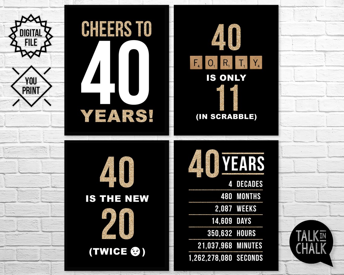 40th Birthday Sign Pack 40th Birthday PRINTABLE Signs - Etsy