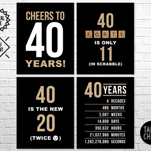 40th Birthday Sign Pack 40th Birthday PRINTABLE Signs - Etsy