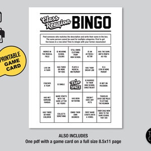 High School Reunion Bingo Game PRINTABLE Class Reunion Activity Reunion ...