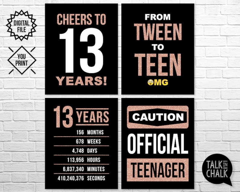 13th Birthday PRINTABLE Signs 13th Birthday Party Printable - Etsy