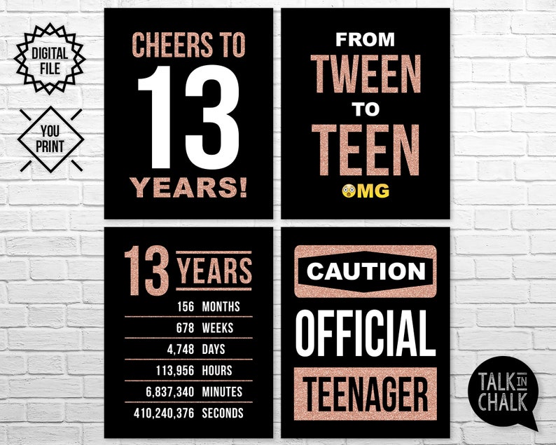 13th Birthday PRINTABLE Signs 13th Birthday Party Printable - Etsy