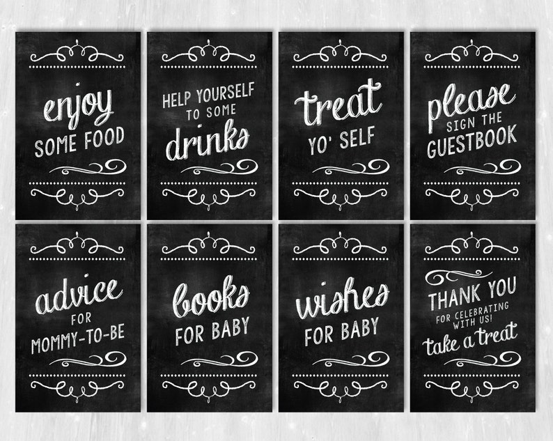 Baby Shower Sign Pack Printable Chalkboard Signs Baby Shower Etsy