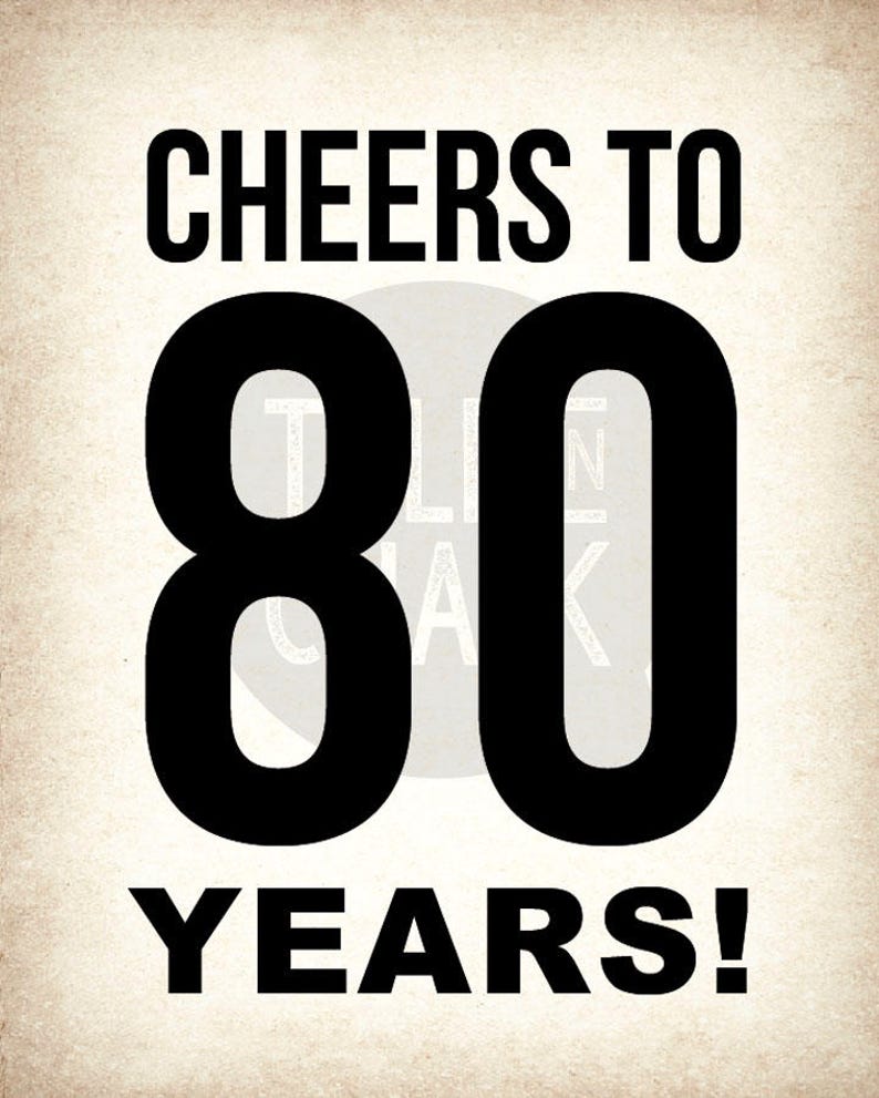 80th Birthday PRINTABLE Sign Pack 80th Birthday DIGITAL | Etsy