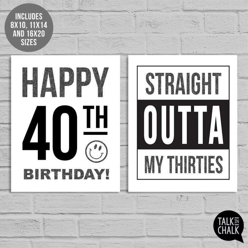 Funny 40th Birthday Sign Bundle Last Minute PRINTABLE Birthday Posters, Signs, Gift Bag Tag 40th Birthday Decorations INSTANT DOWNLOAD zdjęcie 4