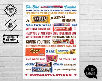 Funny Candy Gram Poster for a Wedding Shower | Party Decorations for a Bridal Shower | Candy Bar Sign | Engagement Gift for Couples