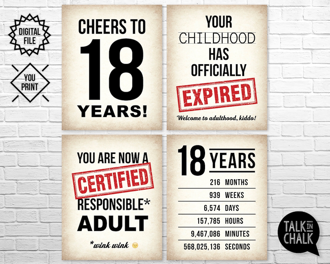 18th Birthday PRINTABLE Signs 18th Birthday Party - Etsy