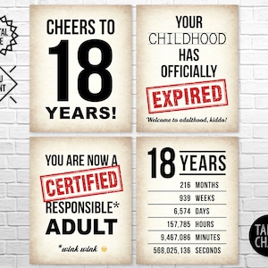 18th Birthday PRINTABLE Signs | 18th Birthday Party Decorations | Cheers to 18 Years | PRINTABLE Posters | Instant Download, DIY Printing