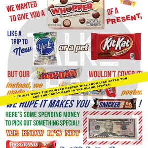 PRINTABLE Holiday Candy Bar Poster PRINTABLE Candy Gram Sign for ...