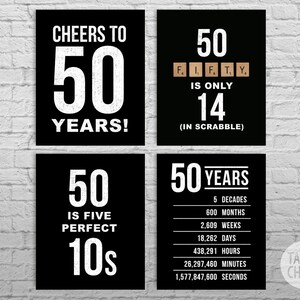 50th Birthday PRINTABLE Sign Pack, 50th Birthday DIGITAL Posters ...