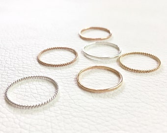 Stacking ring / Minimalist, dainty, simple handmade ring / Sterling silver, 14k yellow or rose gold filled ring.