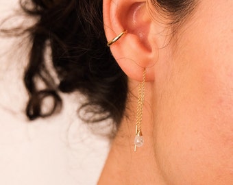 Threader Earring, Ear Threader, Long Chain Earring, Gold Filled Threaders, Sterling Silver Earrings.