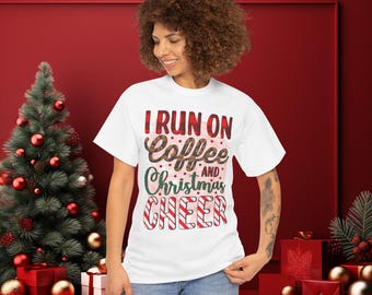 Funny Coffee and Christmas T-shirt for Caffeine Lovers, Trendy Vintage Inspired Coffee-Themed Holiday Gift, Retro Style Tee for Baristas