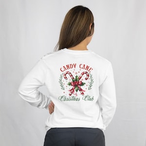 Christmas Candy Cane Long Sleeve Tee, Holiday Festive Christmas Shirt