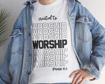 礼拝のために作られた半袖Tシャツ、宗教Tシャツ、クリスチャンウェア、詩篇95、信仰に基づいたファッション、ユニセックスアパレル、ハンドメイドデザイン