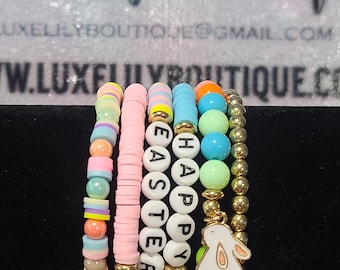 WEIZAIJY Braccialetto Donna Impilabile con Perline di Cristallo e Vetro, Set di 4 Bracciali Elastici Fatti a Mano per Donne e Ragazze, Regalo Perfetto