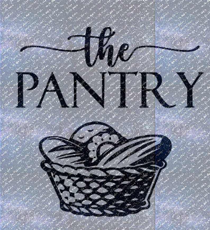 Op de afbeelding: Zwart-wit grafisch ontwerp van een mand gevuld met brood, met de tekst "the PANTRY" erboven.