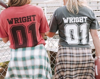 Comfort Colors Custom Team Sports Name and Number T-Shirt, Personalized Family Sports Shirt, Text Number Tees, Football, Baseball, Soccer