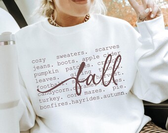 Cute Retro Fall List Sweatshirt - Cozy Season Sweatshirt - Cute Fall Sweater - Fall Tees, Crewneck Sweater, Fall Sweatshirt, Graphic Sweater