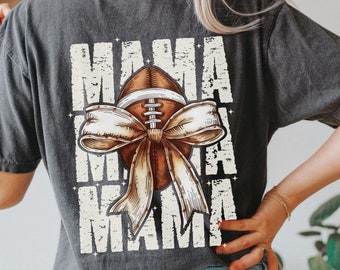 Comfort Colors® Coquette Football Mama Shirt, Football Mom Shirt, Sports Mom Gift, Gameday Shirt, Football Gift Shirt, Football Bow Tee