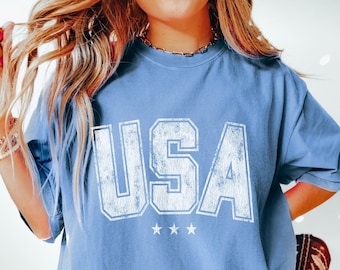 Comfort Colors® Retro USA Star Shirt, 4th of July Graphic Tee, Star American Graphic Tee, Retro USA Big USA Tshirt, Memorial Day, the Fourth